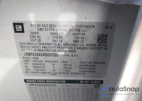 2019 Buick Envision Awd Essence from USA, damaged, VIN LRBFX2SAXKD023755